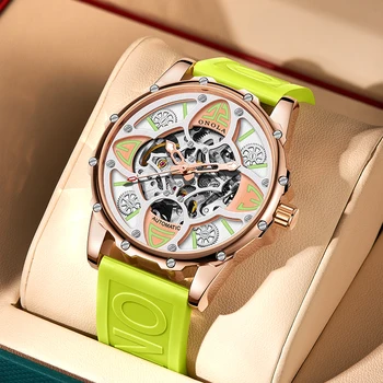 ONOLA Роскошные автоматические часы от ведущего бренда Мужские водонепроницаемые спортивные выдолбленные светящиеся механические часы