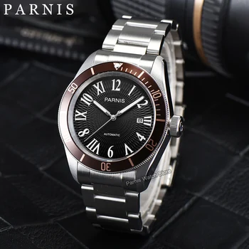 Parnis 41 мм сапфировое стекло Miyota Автоматические мужские часы светящийся маркер 10 АТМ Водонепроницаемость
