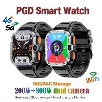 PGD WATCH 5G 4G NET Четырехъядерный процессор HD Двойная камера Система Android 6G / 64G память Быстрый доступ в Интернет SIM-карта Умные часы мужские