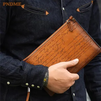 PNDME organizer дизайнерский мужской клатч ручной работы из натуральной кожи, модный винтажный роскошный кошелек из натуральной воловьей кожи, держатель для телефонных карт, кошелек