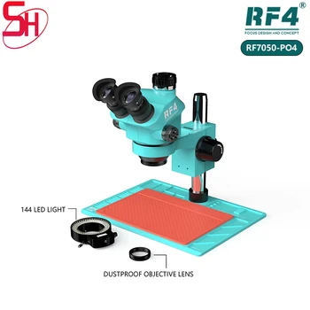 RF4 RF7050-PO4 Стерео Бинокулярный Микроскоп с Непрерывным Увеличением 7-50 РАЗ с PO4 Pad Электронный Микроскоп Для Ремонта Мобильных Телефонов