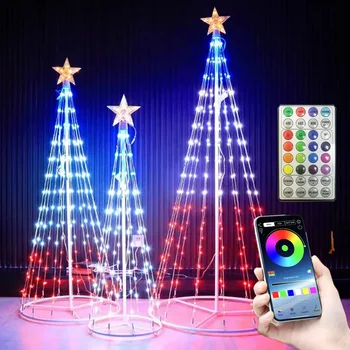 RGB Smart Christmas Cone Tree Light Bluetooth приложение Искусственная Рождественская Елочная Гирлянда с дистанционным управлением для вечеринки на открытом воздухе, свадебного декора, подсветки