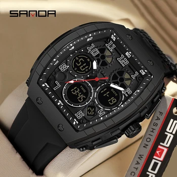 SANDA 6157 Лидирующий бренд, цифровые часы, мужские спортивные часы, Электронные светодиодные мужские наручные часы Для мужчин, уличные водонепроницаемые наручные часы