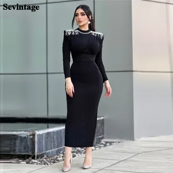 Sevintage Винтажные Черные Платья Для выпускного вечера в Арабском стиле 