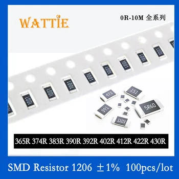 SMD резистор 1206 1% 365R 374R 383R 390R 392R 402R 412R 422R 430R 100 шт./лот микросхемные резисторы 1/4 Вт 3,2 мм*1,6 мм