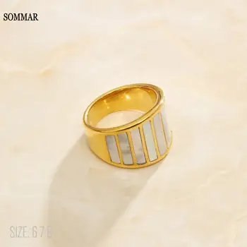 SOMMAR 2021 тренд большой Золотой цвет размер 6 7 8 Кольцо для хвоста Подруги Персонализированные Раковины мужское кольцо рождественский подарок