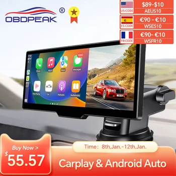 T20 Умное автомобильное зеркало Видео 10,26-дюймовый Автомобильный плеер Carplay и Android GPS-навигация Камера заднего вида FM-зеркальный монитор