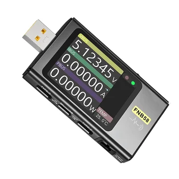 USB-тестер FNB58, цифровой вольтметр, тестер тока, протокол быстрой зарядки USB Type-C, Обнаружение срабатывания питания PD, Макс 7A