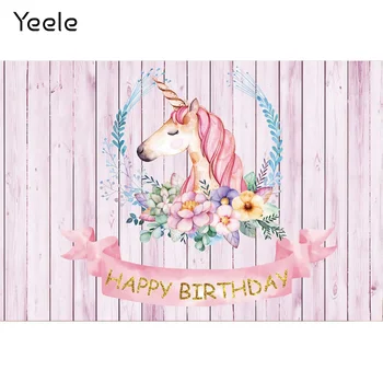 Yeele, Розовый, единорог, Цветы для девочек, Деревянные доски, фон для фотосъемки на День рождения ребенка, декоративные фоны для фотостудии