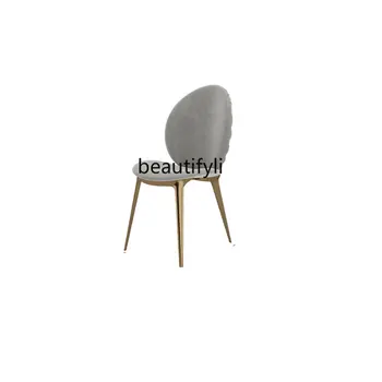 yj Итальянский минималистский обеденный стул Современная минималистская технология Фланелевый Одноместный Мягкий мешок Легкий Роскошный обеденный стул