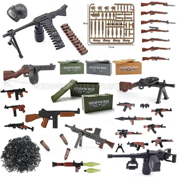 Армейские пистолеты, Детали оружия, Сборочные блоки, Фигурка солдата, аксессуары для поделок, MOC Bricks, Аксессуары, Военные игрушки WW2, Подарок для детей