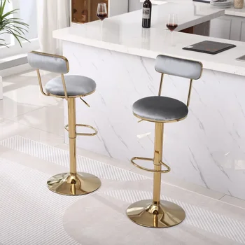 Барные стулья со спинкой и подставкой для ног, обеденные стулья высотой со стойку, 2шт / ctn, легко монтируются для ресторанов и баров в помещении.