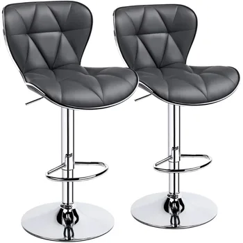 Барный стул из искусственной кожи с регулируемой средней спинкой Alden Design, набор из 2 предметов, барный стул
