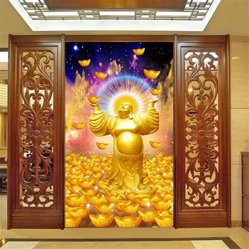 бейбехан Пользовательские обои 3D фотообои Фортуна Будда Майтрейя Китайские глазурованные китайские входные обои 3d papel de parede