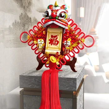 Благоприятные Двустишия Строительные блоки Модель Китайского Узла Новогодняя Игрушка В Подарок Подвеска Детская Игрушка В подарок на Новый год