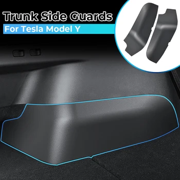 Боковые Ограждения Заднего Багажника Автомобиля Для Tesla Model Y 2022 2023 TPE Крышка Пуховая Поверхность Угловая Защитная Оболочка Авто Защита Заднего Багажника