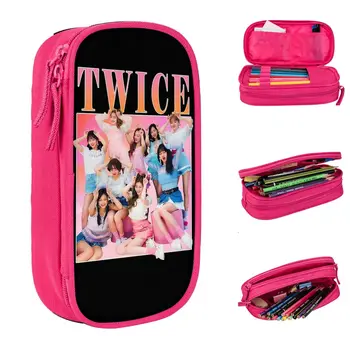 Большая вместительная сумка для карандашей Twice Girls Group Kpop Singer, двухслойная коробка для карандашей, Женская косметичка в подарок