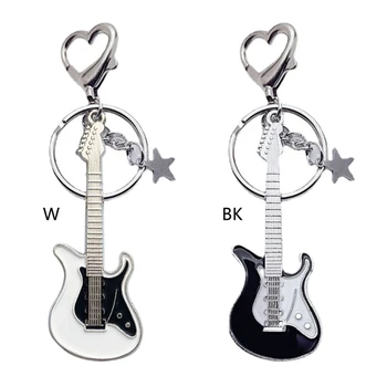 Брелок для ключей Брелок для рюкзака Подвесные подвески Брелоки в форме гитары Материал из сплава для украшений сумок для девочек