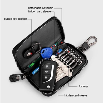 Брелок из натуральной кожи, унисекс, сумка для ключей, многофункциональный держатель, маленький чехол для ключей Smart Car, чехол для ключей