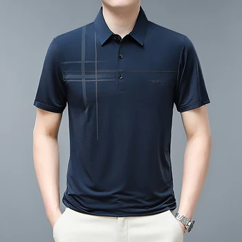 Бренд BROWON, Умные повседневные футболки, мужская летняя мужская одежда с принтом в тонкую полоску против морщин, Модная деловая мужская одежда для работы 2024 года