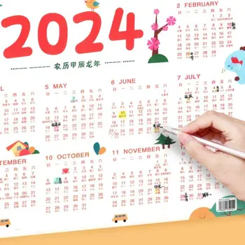 Бумажный Календарь на Новый год на 2024 Год Планировщик Рабочего Времени Планировщик Расписания Годовая Повестка Дня Настенный Календарь Бумажный Рабочий План Изучения Списков дел