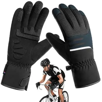 Велосипедные зимние перчатки, Ветрозащитные теплые перчатки для улицы, Нейлоновая ткань высокой плотности, Спортивные перчатки для езды на велосипеде, кемпинга, рыбалки