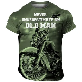 Винтажная мужская футболка с мотоциклом, 3D Печать, футболки с коротким рукавом, Летняя мужская одежда, Повседневная блузка, Классические велосипедные топы