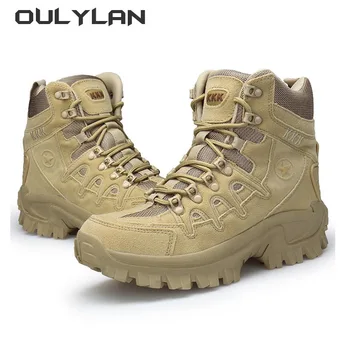 Военные Тактические ботинки с высоким берцем, мужская армейская спортивная Тренировочная обувь, Армейские Ботильоны для пустыни, Уличные Альпинистские Походные ботинки для кемпинга