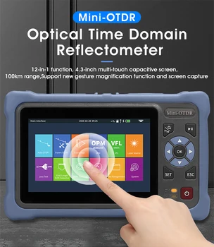 Волоконно-оптический Рефлектометр Mini OTDR, Сенсорный экран, VFL, OLS, OPM, Карта событий, Тестер кабеля Ethernet, 1310, 1550 нм, 26, 24 дБ