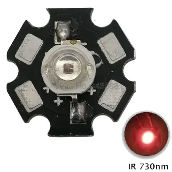 Высокая мощность 3 Вт 730 НМ-740 Нм Инфракрасный Красный Светодиодный Излучатель Чиповые Бусины 1,6-1,8 В 350-700мА 20 ММ Печатная плата для Светодиодной Лампы