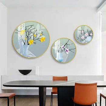 Высококачественная картина для ресторана, креативная круглая комбинация домашних фресок, модная картина для декора стен в гостиной на заднем плане