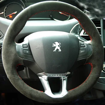Высококачественная сшитая вручную замшевая крышка рулевого колеса автомобиля для Peugeot 208 2008 2013-2017