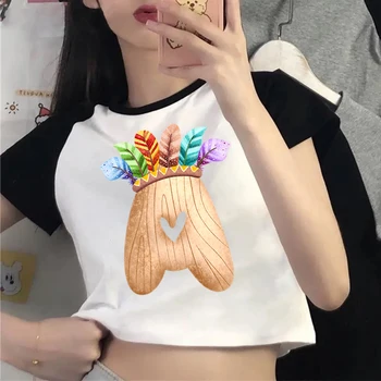 Графический женский укороченный топ с буквами и рисунками животных для девочек, короткие рукава в стиле харадзюку, Модные футболки в стиле Y2k с животными для девочек