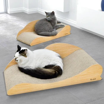 Деревянный скребок-скребок для кошек Большая кровать для отдыха 3 в 1 Когтеточка для кошек Тренировочные игрушки для шлифования когтей Доска для царапин для кошек