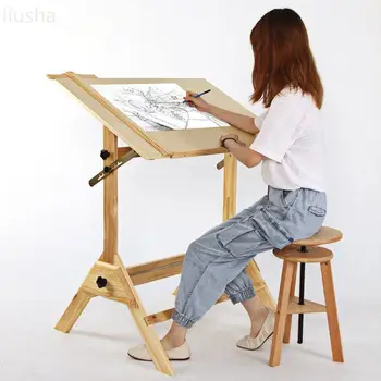 Деревянный стол для рисования, стол для инженерного рисования, мольберт для рисования архитектурных пластин, стол для рисования художественных эскизов