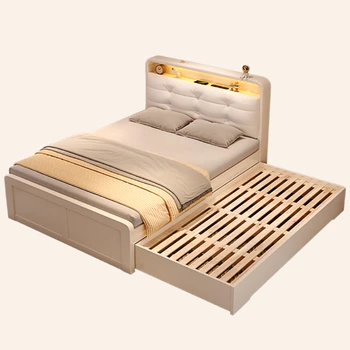 Детская кровать полностью изготовлена из цельного дерева, кровать в прицепе мягкая, а компактная двухъярусная кровать предназначена для матери и сына