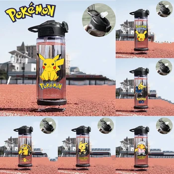 Детская чашка для питья воды Pokemon Pikachu, бутылка для воды большой емкости, пластиковая мультяшная чашка с соломинкой, спорт на открытом воздухе, фитнес, милая чашка