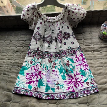 Детские летние платья с цветочным рисунком для девочек, Корейское свободное Повседневное хлопчатобумажное платье, одежда для девочек, Милое Детское платье принцессы для малышей