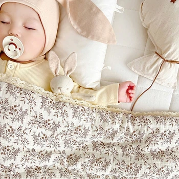 Детское одеяло из фасоли, двусторонние одеяла для новорожденных, осенне-зимние постельные принадлежности, теплые пеленки, обертывание с точечной подложкой