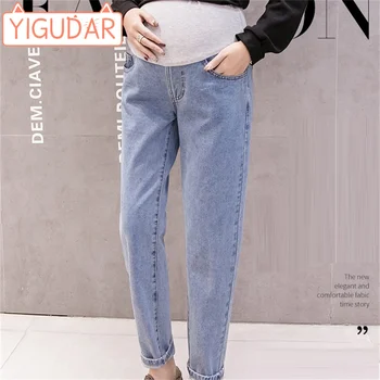 Джинсы для беременных женщин 2024, весенне-осенние брюки Harlan, свободные брюки для беременных, прямые брюки с высокой талией, брюки для папы