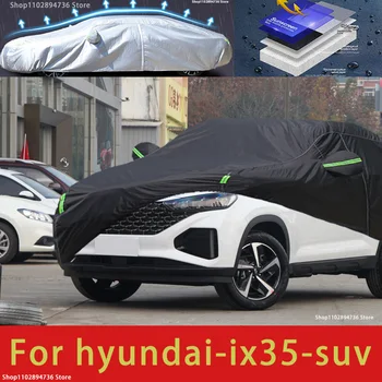 Для Hyundai ix35 Подходят защитные автомобильные чехлы для улицы; Солнцезащитный козырек от снега; Водонепроницаемый Пылезащитный внешний черный автомобильный чехол