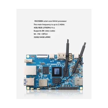 Для Orange Pi 5B 4 ГБ оперативной памяти + 32 ГБ платы разработки EMMC RK3588S 8-ядерный 64-разрядный процессор, программирующая материнская плата EU Plug
