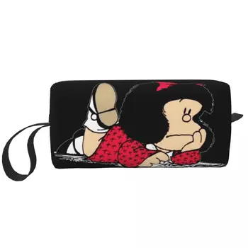 Дорожная сумка для туалетных принадлежностей Mafalda для женщин с аргентинским мультяшным комиксом Quino, органайзер для косметики, сумки для хранения косметики, чехол для набора Dopp