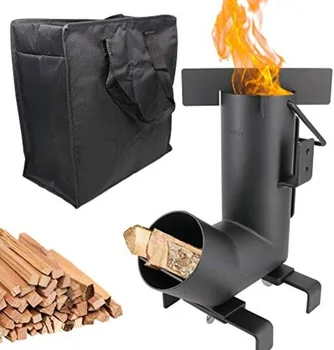 Дровяная походная печь с большой топливной камерой, ракетная печь с бесплатной сумкой для переноски - лучшее портативное решение для приготовления пищи на открытом воздухе