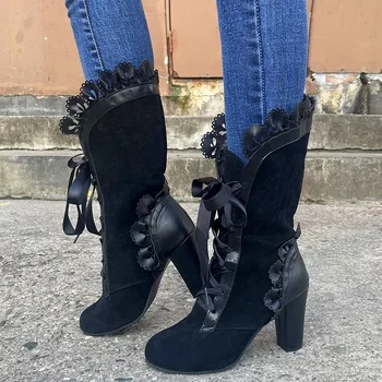 Женская средневековая обувь из искусственной кожи для косплея, ботильоны средневековья, ботинки Викторианского Ренессанса, ботинки на платформе