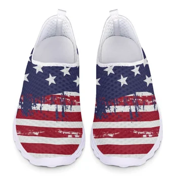 Женские кроссовки Belidome, бренд с американским флагом, Дизайнерские слипоны, Легкая сетчатая обувь для ходьбы, Летняя Дышащая обувь на плоской подошве Zapatos Planos