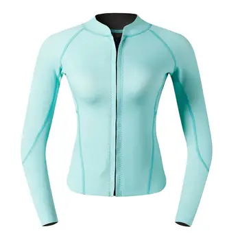Женский гидрокостюм, рубашка 2 мм для дайвинга, подводного плавания, комбинезон для плавания, куртка голубого цвета