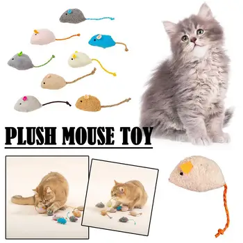 Забавные плюшевые игрушки, мягкие однотонные интерактивные мыши, игрушки-мышки для забавных котенков, играющих в обучающие игры с царапинами, G9e6