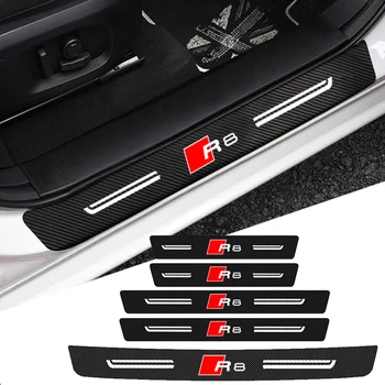 Защитные Наклейки На Порог Автомобиля Кожаные Накладки на Порог для Audi R8 Логотип Педаль Двери Багажника Клейкая Лента Защита Бампера Защитная Отделка