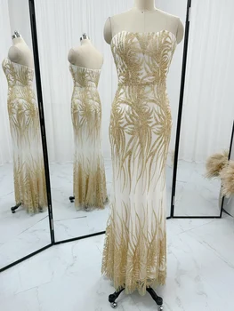 Золотой сексуальный топик Dew FixesMermaid Благородное элегантное вечернее платье юбка M1252